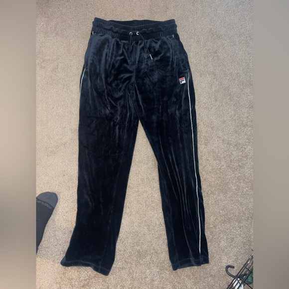 Fila Womens Small Black Velvet Sweatpants - Picture 1 of 3